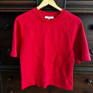 Tibi Red Short Sleeve Sweatshirt Top